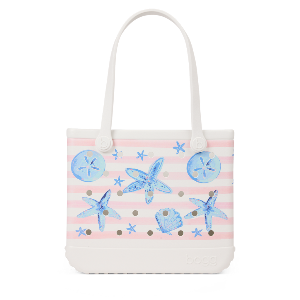 Baby Bag - Pink Stripes & Blue Shells