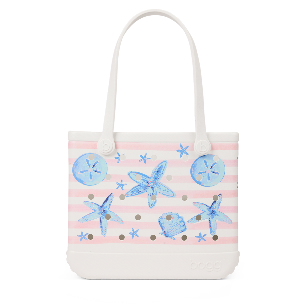 Baby Bag - Pink Stripes & Blue Shells