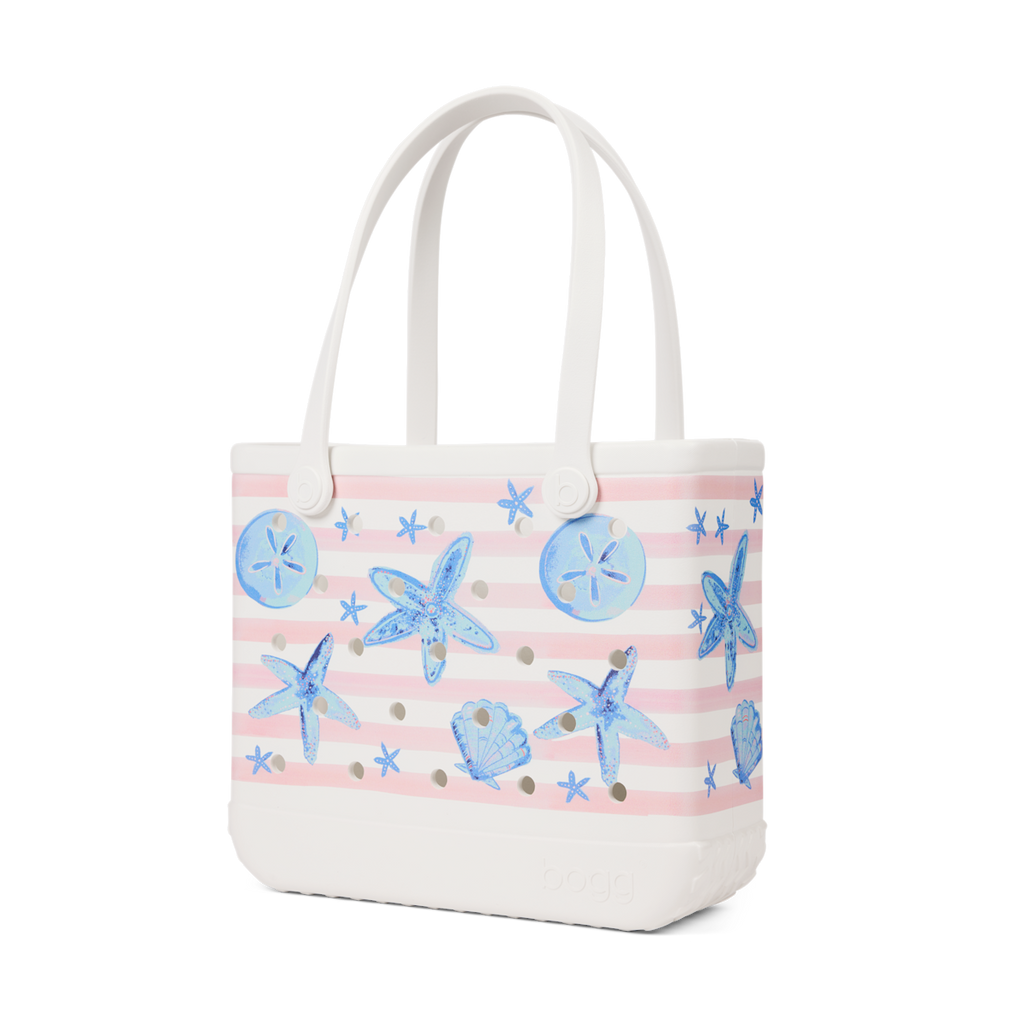 Baby Bag - Pink Stripes & Blue Shells
