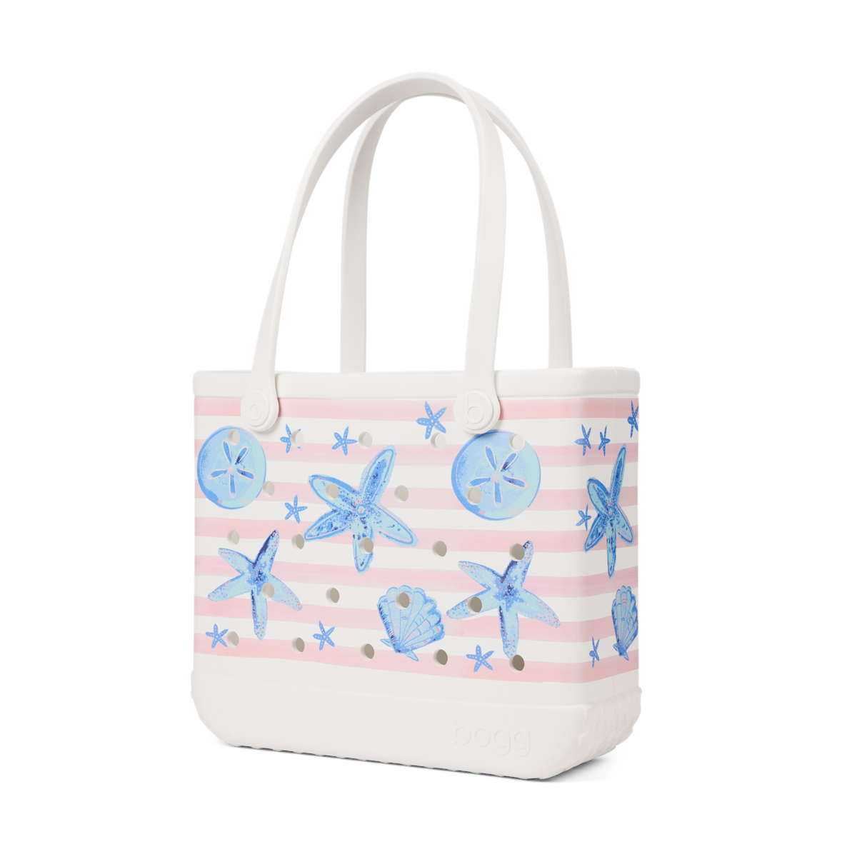 Baby Bag - Pink Stripes & Blue Shells
