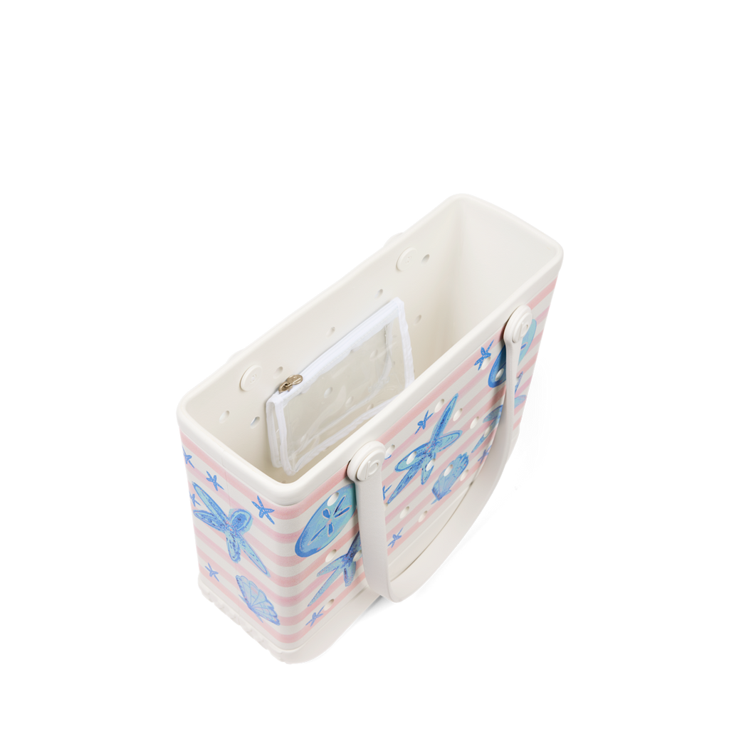 Baby Bag - Pink Stripes & Blue Shells