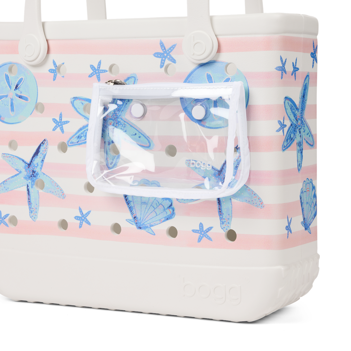 Baby Bag - Pink Stripes & Blue Shells