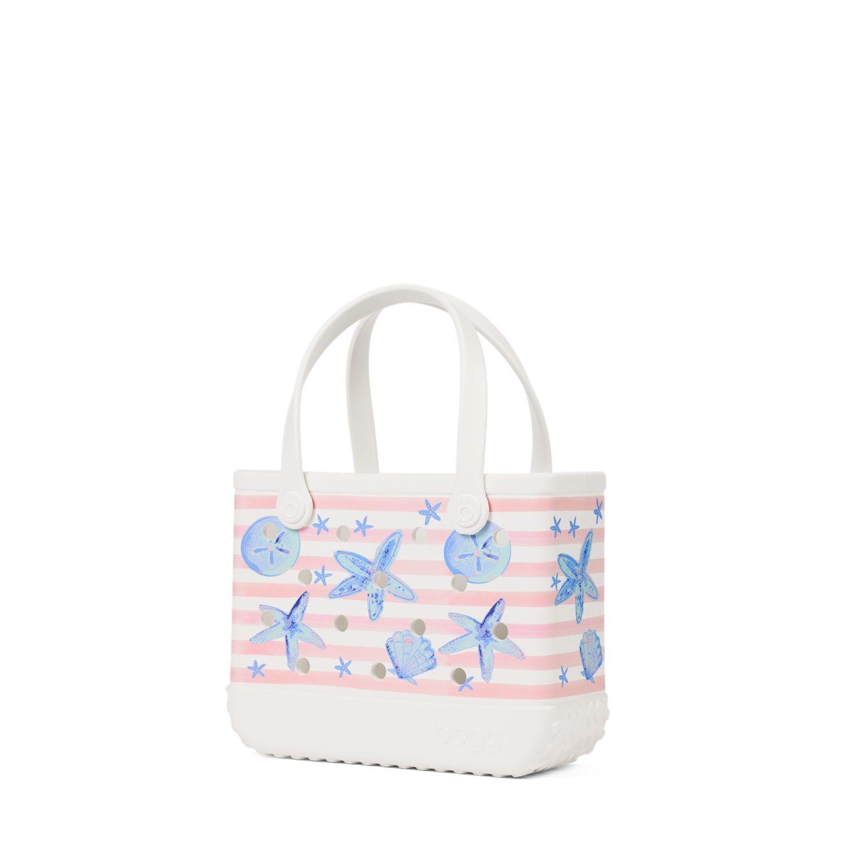 Bitty Bag - Pink Stripes & Blue Shells