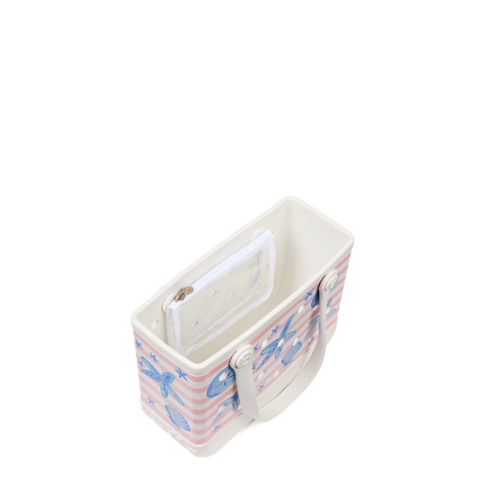 Bitty Bag - Pink Stripes & Blue Shells