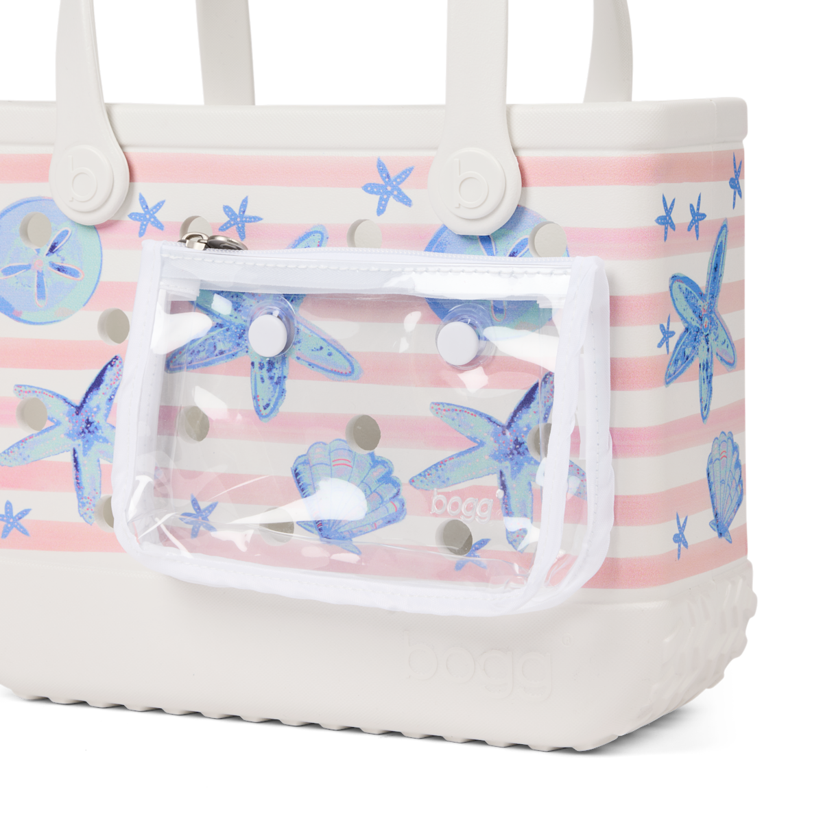 Bitty Bag - Pink Stripes & Blue Shells